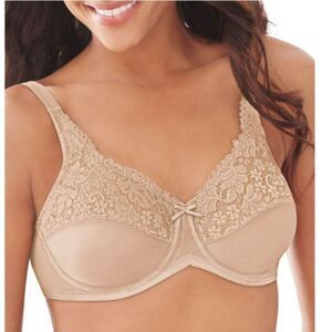 NEW Bali LY0428 Lace Top Underwire Bra Beige New With Tags Size 38G